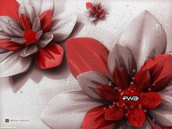 Трехмерные цветы, FWA обои для рабочего стола, , цветы, 3D, красный, серый, FWA