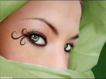 Зеленые глаза и потрясающий макияж, обои для рабочего стола, , зеленый, глаза, лицо, девушка, крупный план