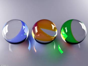 Три стеклянные шарика - 3D обои на рабочий стол, , 3D, стекло, шар
