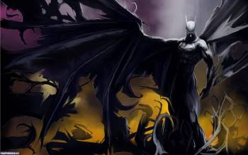 Бетмен - рисованные обои на рабочий стол, , черный, темный