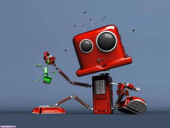 Красный робот - обои для рабочего стола, , 3D, робот, красный, серый