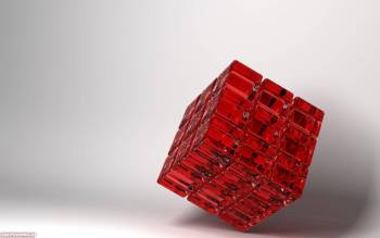 Красный стеклянный куб - обои для рабочего стола, , красный, стекло, куб, серый