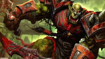 Игровые обои Warhammer Online, , Warhammer Online, орк, кровь, меч
