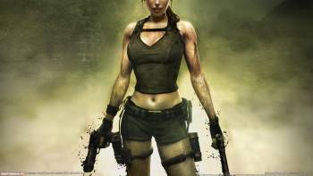 Обои к игре Tomb Raider, , Tomb Raider, пистолет, девушка