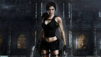 Tomb Raider - обои из игры, обои на рабочий стол, , Tomb Raider, темный, дождь, пистолет, замок