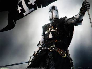 Темный крестоносец - игровые обои, , меч, флаг, рыцарь