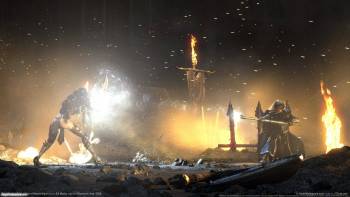 Warhammer Online - обои из игры, , схватка, Warhammer Online, волшебник, огонь
