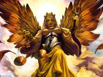Ангел в золотом - обои на рабочий стол, , ангел, крылья, весы, желтый, золотой