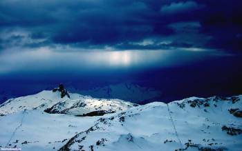 Горы и небо, обои природы на рабочий стол, , зима, снег, горы, небо, облака, синий, белый