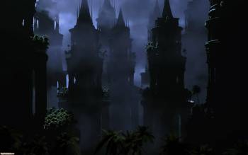 Темные готические обои в стиле фэнтези - черный город, , черный, темный, заком, город
