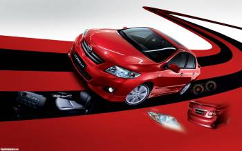 Красная Тойота - автомобильные обои на рабочий стол, , Toyota, Тойота, авто, дорога, красный