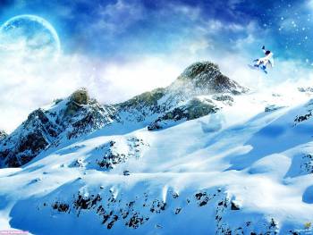 Горы зимой - обои для рабочего стола, , зима, голубой, белый, снег, горы