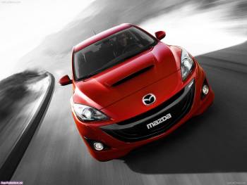 Обои Mazda 3 - большие обои авто 1600x1200, , 1600x1200, Mazda, красный, скорость, дорога, серый
