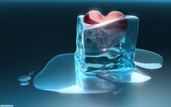 3D обои любовь, оттаявшее сердце во льду, , лед, сердце, любовь, вода, 3D