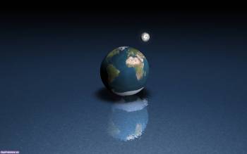 3D обои - планета Земля, , 3D, планета, земля, луна, отражение