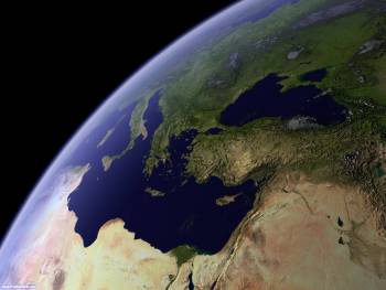 Черное и Средиземное море из космоса - обои космоса, , космос, море, планета, земля, шар