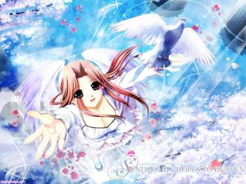 Скачать обои аниме - отправляя мои надежды в рай, , девушка, аниме, голубь