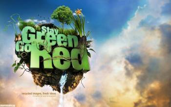 3D абстрактная композиция - Stay Green, Go Red, , 3D, остров, полет, высота, абстракция, природа, небо, облака, дерево