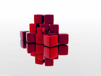 Красивые красные кубики, обои 3D скачать, , 3D, куб, отражение, стекло