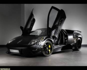 Черный Lamborghini, автообои 1280x1024 пикселей, , Lamborghini, авто, вид спереди, вид сбоку