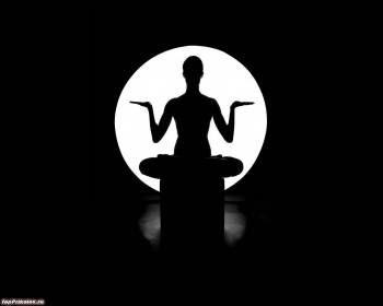 Черно-белый силуэт девушки, медитация. Обои 1280x1024, , силуэт, девушка, черно-белый, медитация, йога
