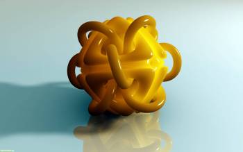 Широкоформатные 3D обои - желтая абстракция, , стекло, 3D, отражение