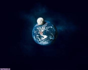 Обои космос - планета Земля и Луна, , космос, планета, земля, луна