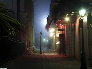 Ночной город, большие темные обои - ночь в городе, , ночь, город, улица, дорога, фонарь, здание, туман