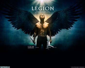Legion обои к фильму, Легион 2010, , Легион, Legion, 2010, ангел, крылья, автомат, нож