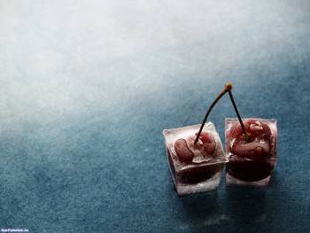 Замороженная вишня, обои с фруктами и ягодами, , ягода, вишня, лед