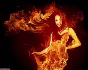 Девушка в огне, красивые огненные обои, , огонь, девушка, фотошоп