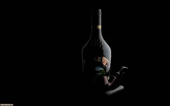 Черная бутылка рома и трубка - черные обои 1920x1200, , ром, бутылка, трубка