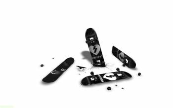 Черно-белые обои - поломанные скейтборды, , скейтборд, черно-белый