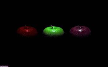 Три яблока на черном фоне, скачать широкоформатные обои, , яблоко