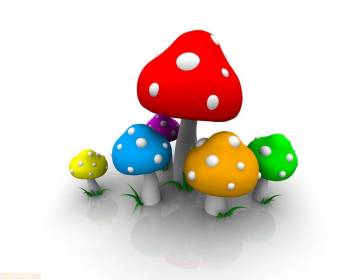 Мультяшные грибы - обои 1280x1024 пикселей, , мультик, грибы, яркий, цветной