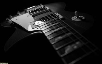 Широкоформатные музыкальные обои - гитара, , гитара, музыка, черно-белый, фото