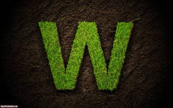 Креативные обои - буква W из травы, текст из травы, , текст, трава, креатив