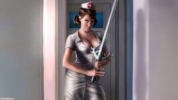 Медсестра и уколы - обои, , медсестра, меч, укол