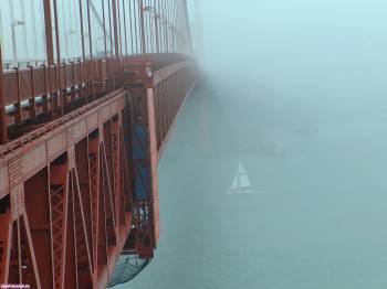 Туман и мост - обои 1920х1437, , города, туман, мост