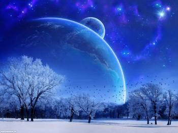 Зима на далекой красочной планете - обои скачать, , зима, планета