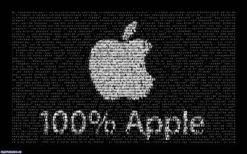 Скачать компьютерные обои - 100% Apple, , Apple, надпись, черно-белый
