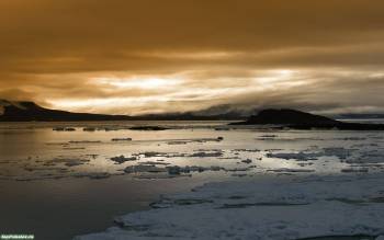 Арктический залив - скачать обои 1680х1050, , залив, арктика, лед, вечер
