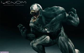 Персонаж из мира Marvel - Venom, широкоформатные обои, , Веном, Venom, Marvel, комикс, персонаж, монстр, оскал