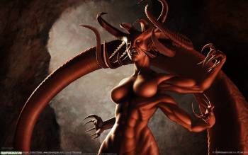 Адское демоническое создание - скачать обои, , ад, демон, рога, когти, чудовище