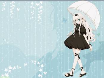 Большие обои в стиле аниме, скачать обои 1600х1200, , аниме, зонтик. девушка, рисунок, дождь
