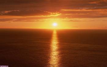 Красивый закат и отражение солнца на воде, обои 1920х1200, , солнце, закат, море, отражение, небо, горизонт, облака