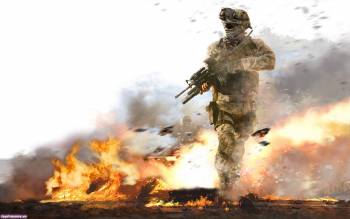Call of Duty: Modern Warfare 2, скачать игровые обои, , Call of Duty, игра, воин, огонь, автомат, Modern Warfare