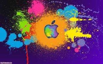 Компьютерные обои, скачать обои Apple 1280x800 пикселей, , Apple, клякса, капли, краска, разноцветный