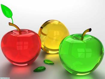 Стеклянные яблоки, скачать 3D обои 1600х1200, , 3D, яблоко, стекло
