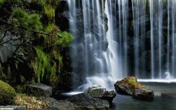 Водопад - скачать качественные обои бесплатно, , водопад, камни, вода, течение, река